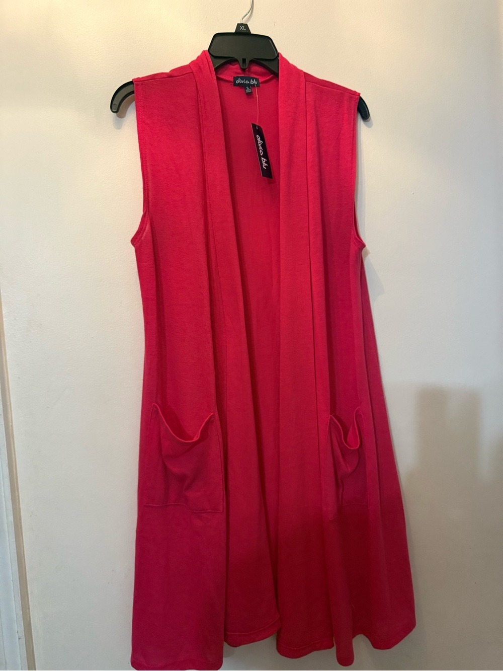 Olivia blu Sleeveless Open Front Duster - Hot Pink